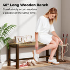 GOFLAME 40” Dining Bench, Farmhouse Boho Entryway Bench with Woven Seagrass Seat, End of Bed Bench with Rubber Wood Frame, Accent Indoor Bench for Bedroom, Dining Room, Living Room, Hallway