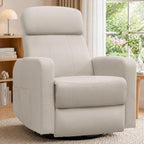 Korser Power Swivel Recliner Chairs for Adults, Electric Glider Rocking Chair Nursery, Glider Recliner Nursery Chair with Classified Side Pocket, Nursery Rocking Chairs with USB and Type-C Ports