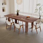 55" to 86" Expandable Dining Table with Slide-Out Leaf for 6 10 People, Modern Rectangular Dining Room Table, Wooden Extendable Kitchen Table for Office Living Room,Brown