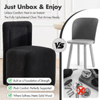 Hyfirm Black Upholstered Dining Chairs Set of 2, Mid-Century Scandinavian Parsons Armless Chairs in Boucle Fabric with Plush Seat Cushion for Diningroom Bedroom Livingroom Reading Room