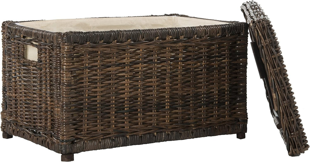 happimess HPM9002A Elijah 30" Wicker Storage Trunk, Collapsible for flat storage, Rattan-Sarang Buaya, Coastal for Office, Dorm Room-LivingRoom, Bedroom, Dining Room, Brown