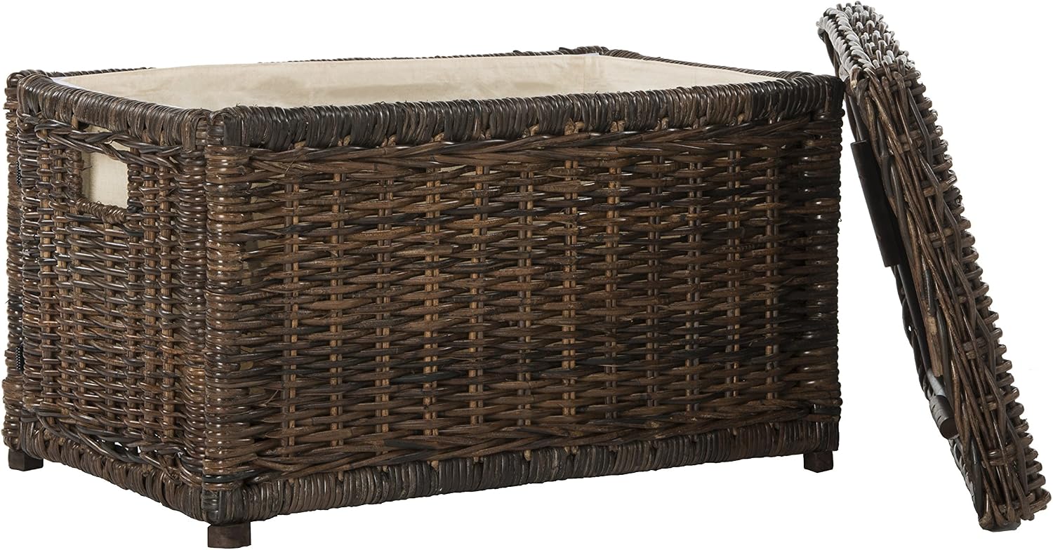 happimess HPM9002A Elijah 30" Wicker Storage Trunk, Collapsible for flat storage, Rattan-Sarang Buaya, Coastal for Office, Dorm Room-LivingRoom, Bedroom, Dining Room, Brown