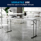Flash Furniture Kathryn 5' Rectangular Plastic Folding Table, Long Plastic Foldable Table for Indoor/Outdoor Events, White