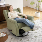 360°Swivel Rocker Recliner, Nursery Rocking Chair with Lumbar Pillow,Glider Recliner Nursery Chair for Small Spaces,Living Room & Bedroom,Chenille Green
