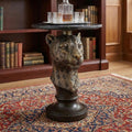 Leopard Head Accent Table with Faux Marble Top & Lifelike Texture, Animal Statue End Table with Easy Assembly for Living Room Hallway Decor