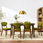 Best Choice Products Dining Chairs Set of 2, Mid-Century Modern Upholstered Wood, Armless w/Seat Cushion, Padded Backrest - Walnut/Oatmeal