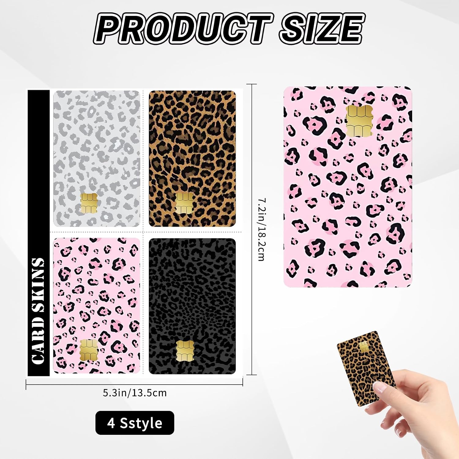 4 PCS Credit Card Skin Leopard Print Theme Credit Card Skin Sticker Cover Vinyl Stickers for Debit Credit Cards Cute Waterproof Skins Cover for Bank Transportation Metro Key Cards