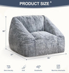 Hobestluk Bean Bag Chair Plush Accent Chair Armrest Living Room Adult Grey | Memory Foam Filled,Oversized Large Cozy Comfy Plush Chair,Lazy Sofa,Armrest,Living Room Bedroom Dorm,Washable cover