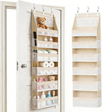 KMSCO Over The Door Organizer, 6 Large Pockets + 13 Mesh Side Pockets, Hanging Storage, 55lbs Capacity, Heavy Duty Non-Woven Fabric for Baby Nursery, Bathroom, Pantry, Closet, Beige, 1 Pack