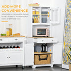 Freestanding 67" Kitchen Buffet with Hutch, Pantry Cabinet with Microwave Stand, Adjustable Shelf, 2 Drawers, Cupboard, White,15.5 * 26.8 * 67