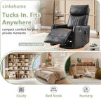 cinkehome Heated Massage Swivel Rocker Recliner Chair for Nursery - Small Space Reclining Chair with Lumbar Support, 360° Swivel & Gentle Rocking, Ergonomic High Back Faux Leather Black