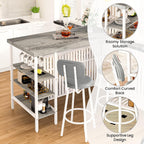 Kitchen Island with Storage Small Dining Table for 2, Kitchen Table Chairs Set of 2 Dining Room Set for Small Space (Grey)