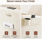 Power Recliner Chair Swivel Glider, Swivel Nursery Glider Recliner, Nursery Rocking Chair with Adjustable Headrest, Nursery Glider Recliner with USB & Type-C Charging Ports, OEKO-TEX Fabric, Beige