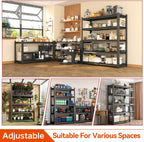 48''W Garage Shelving,3300LBS Heavy Duty Garage Shelving,73.2"H Industrial Shelving,Adjustable Storage Shelf Unit with Double Layer Posts for Garage,Basement,Warehouse,Commercial,Black 5 Tier