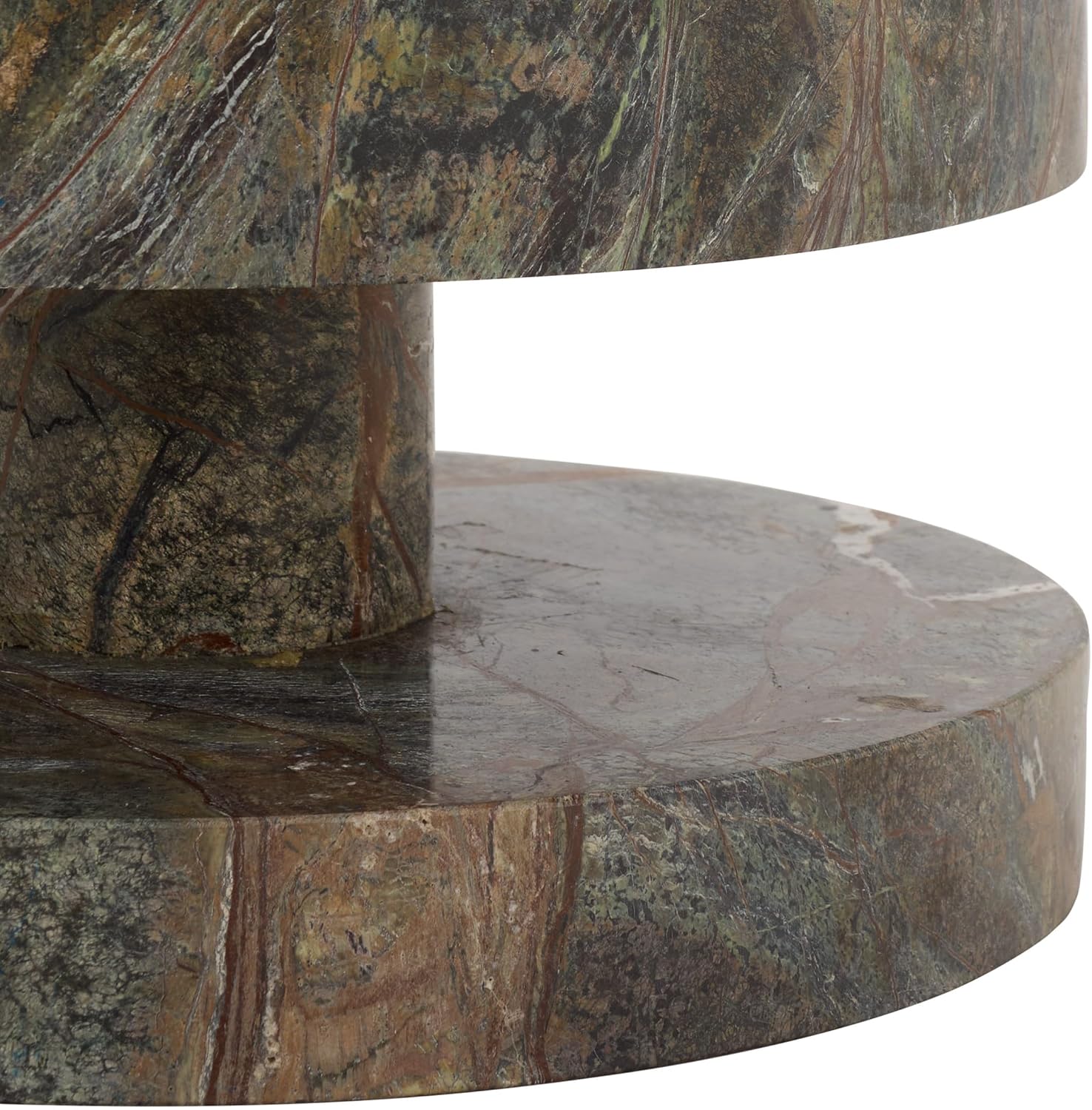 SAFAVIEH Couture Collection – Danny Green & Brown Stacked Round Marble Accent Table, Fully Assembled (SFV5766B)