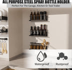Riciakik 6 Pack Spray Bottle Holder Wall-Mounted, Aerosol Spray Can Holder Storage Rack, Heavy-Duty Paint Bottle Organizer with 30 Holes, Steel Black Spray Rack for Garage, Shop, Home or Tool Trailer