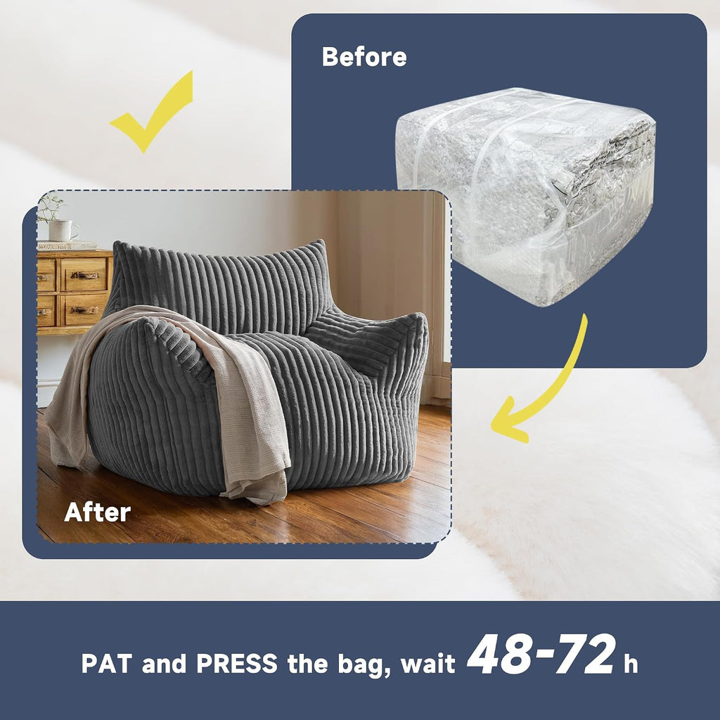 Oversized Bean Bag Chair for Living Room Furniture Bean Bag Chairs for Adults- Small Couch & Lounge Accent Chair for Living Room Chairs or Bedroom