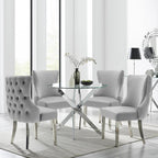Velvet Dining Chairs Set of 4, Upholstered Tufted Backrest Sillas de Comedor, Luxurious Dining Chairs with Stainless Steel Legs, Modern Seating for Kitchen, Bedroom & Living Room