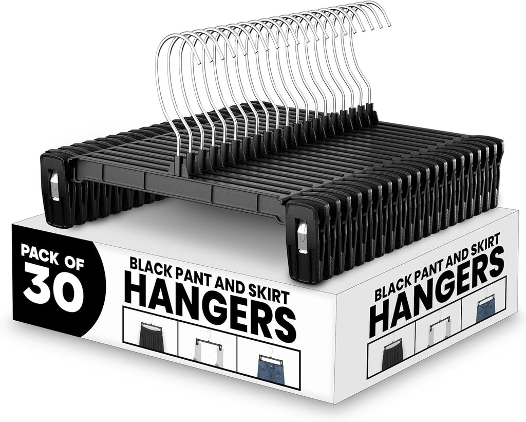 Utopia Home Skirt Hangers - 30 Pack Plastic Hangers with Clips and 360 Swivel Hook for Closet Use and Hanging Bottoms Such as Skirts Pants Jeans