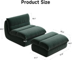 YVDNHP Bean Bag Chair with Ottoman, Cozy Comfy Reading Nook Chairs, Ultra Soft Corduroy Fabric Bean Bag Chairs for Adults, Reading Chair with Ottoman for Living Room, Bedroom Apartment (Green)