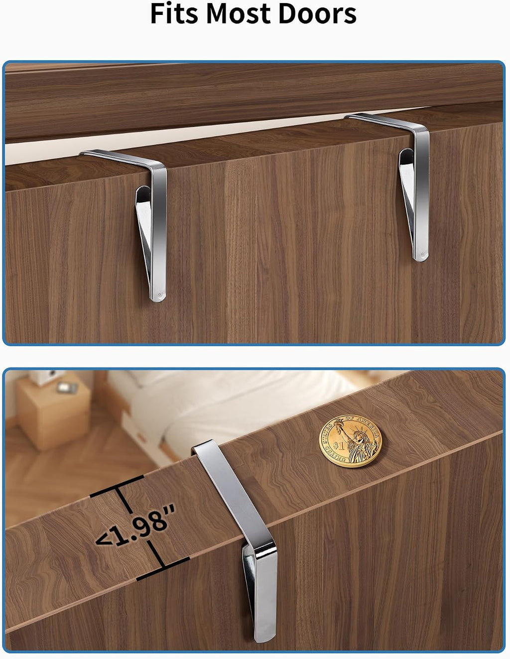 JARLINK Over The Door Organizer Storage, 5 Shelf Hanging Door Organizer with 5 Large Capacity Pockets, Anti Tilt 44 lb Load Behind Door Storage for Bedroom, Bathroom, Pantry, Nursery, Rose Pink