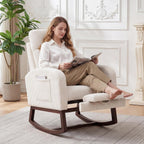 Garvee Nursery Rocking Chair with Adjustable Footrest & Side Pocket
