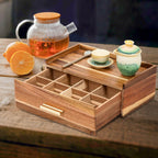 Tea Bag Organizer, Acacia Wood Tea Organizers and Storage Box, Tea Bag Holder Station Caddy Container for Countertop, Tea Accessories Gift Box with Drawer