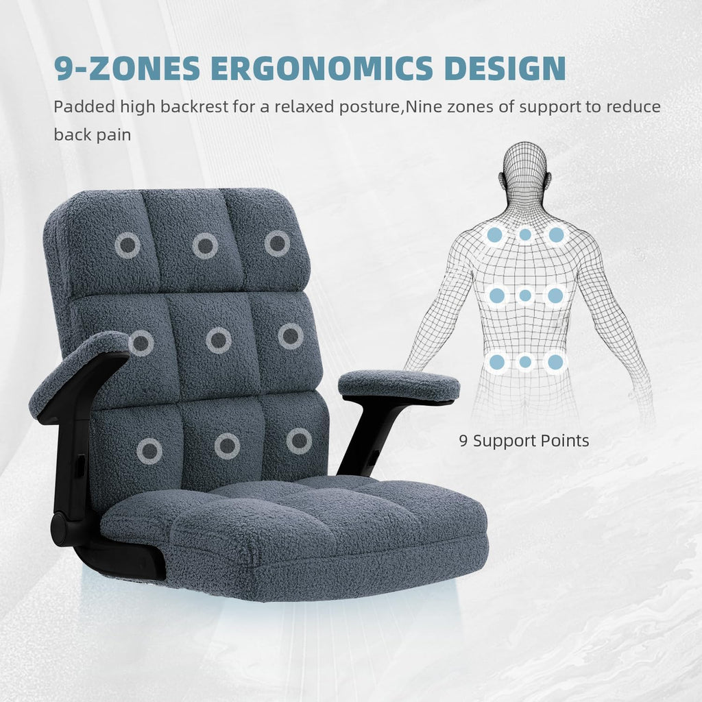 SEATZONE Executive Office Desk Chair High Back Ergonomic Task Chair Computer Faux Fur Chair Home Office Chairs with Lumbar Support, Blue