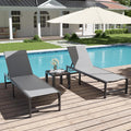 UDPATIO 3 Pieces Pool Lounge Chair Outdoor Chaise Chairs w/Table Adjustable 5-Position Recliner Poolside Sunloungers Lay Flat Sunbathing Chaise with Backrest for Patio,Beach,Yard