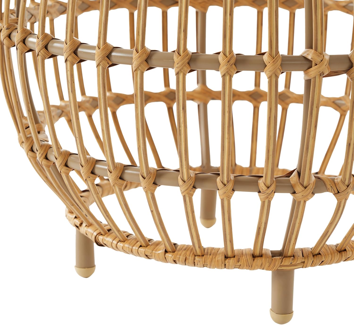 IRONORA Natural Rattan Round Side Table, Hand Woven Hollow Drum End Table, Boho Wicker Accent Table Stool for Patio Porch Living Room Bedroom