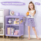 SYKIARIOL Kids Nightstand for Girls, 3-Tier Storage Shelf, Purple | Metal Bedside Table with 4 Hooks & Hanging Basket, Toddler Night Stand for Bedroom