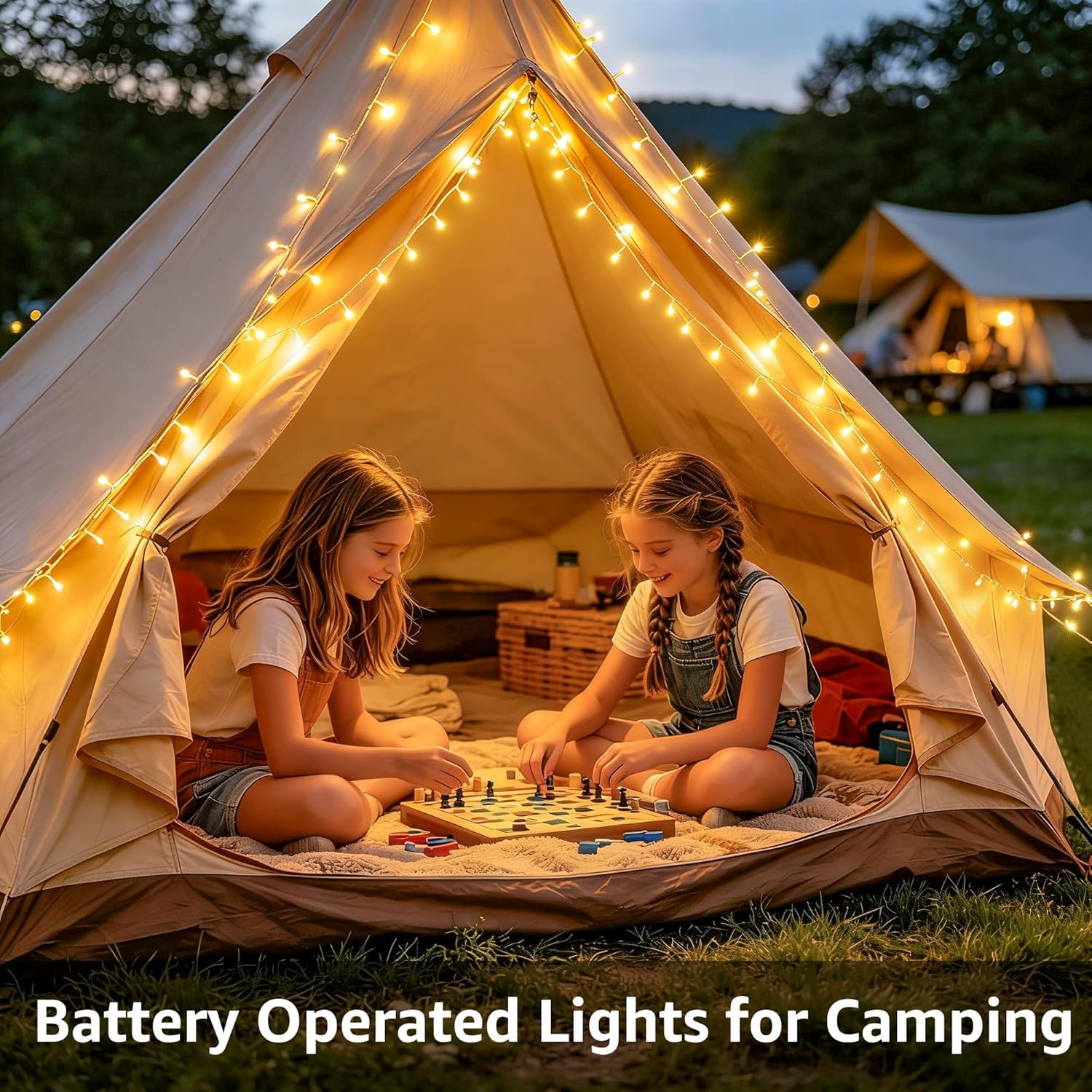Ollny Fairy Lights Battery Operated 2 Pack, Total 200 LED 66 FT Battery String Lights, Waterproof LED Light with 8 Modes, Bedroom Indoor Outdoor Classroom Party Decorations, Warm White