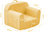 DAICO Ultra-Soft Foam Kids Sofa Chair, Cozy Toddler Bean Bag Chair with Armrests for Boys and Girls, Teddy Lazy Sofa Couch for Reading & Playing, Yellow, Small