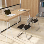 POWERSTONE Folding Chairs 2 Pack 300-Pound Capacity, Sturdy Metal Foldable Chairs, PU Leather Padded Folding Chairs Set of 2 Assembled for Meeting Room Classroom Restaurant and Patio