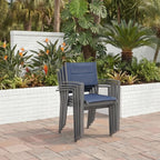 Signature Design by Ashley Point Bonita Set of 4 Outdoor Chairs with Padded Sling Seat, Stackable Aluminum Lounge Chairs for Patio and Porch Seating, Gray Frame with Blue Sling