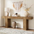 Epecoya 86.77-Inch Extra Long Console Table, Wood Entryway Table, Large Farmhouse Sofa Table Behind Couch for Living Room Hallway, Natural Oak Brown