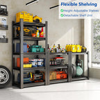 24 Inch Wide Shelf, 4-Tier Heavy Duty Storage Shelving Unit Metal Organizer Rack 2000 lbs Capacity for Garage, Home, Kitchen, Office, Black (11.8" D x 23.6" W x 53.4" H)
