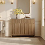SICOTAS Fluted Sideboard Buffet Cabinet with Storage – Extra Large Credenza Accent Cabinet with 2 Drawers and 3 Doors, 84" Modern Entryway Cabinet Console with Adjustable Shelves for Living Room