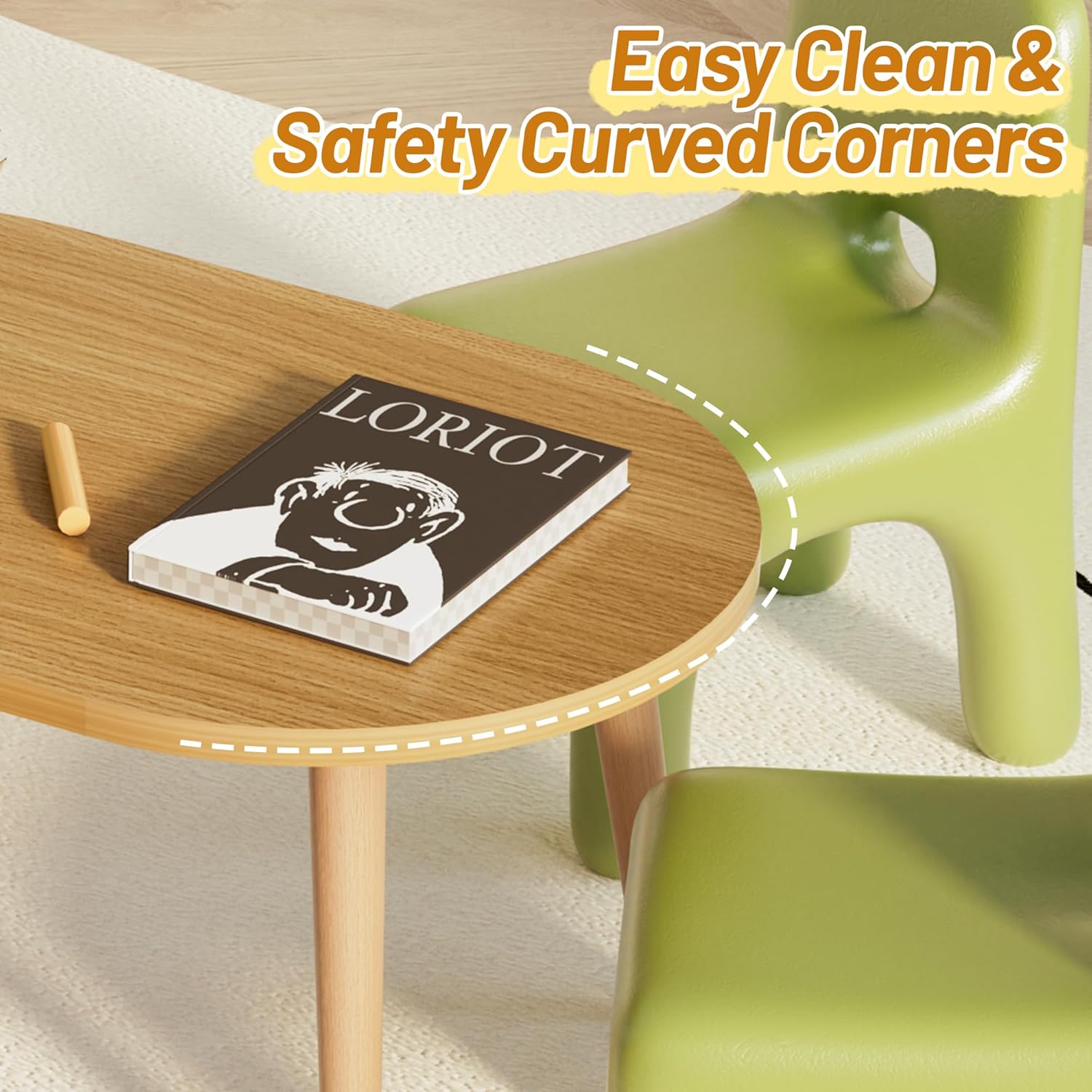 Small Coffee Table, Low Table with Solid Wood Legs, 23.6" Mini Oval Accent Table Side End Table, Floor Table Desk for Sitting on The Floor, Coffee Tea Table for Living Room, Dorm, Apartment, Natural