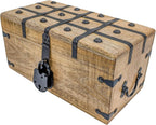 Handmade Pirate Treasure Chest - Wooden Storage Box with Iron Lock & Skeleton Key - Rustic Decorative Jewelry, Toy, Geocache, or Keepsake Chest (Large 12.25 x 6.25 x 6)