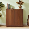 Buffet Cabinet with Curved Wave Design, Multi-Functional Sideboard with Adjustable Shelf for Living Room, Dining Room, and Entryway Storage, 31.5x31.5x15.75 Inch (Walnut)