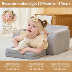 KidBloom 3-in-1 Toddler Couch, Toddler Chairs Comfy 2-3 Years Old, Kids Couch Bed Fold Out, Gifts for 2 3 Year Old Girls Boys