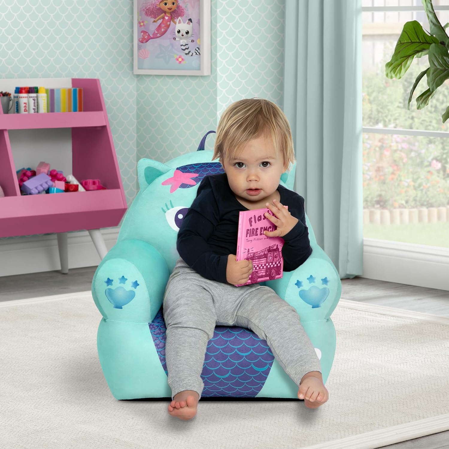 Delta Children - Gabby's Dollhouse Cozee Buddy Kids Chair, Blue