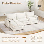 Vesgantti 108" Modular Sectional Sofa, Comfy Cloud Couch with Movable Ottoman Deep Seat Chenille L Shaped Modular Sofa, Sectional Couches for Living Room, Bedroom and Apartment, Snow White