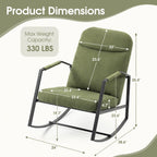 HOMEFUN Nursery Rocking Chair,Patio Rocking Chair,Upholstered Glider Rocker with Padded Seat and High Backrest Safe and Comfy Armchair for Living Room Office,Front Porch, Garden, Patio, Backyard Green