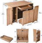 YITAHOME Expandable Kitchen Island with Hidden Trash Cabinet | 55.1" Rolling Kitchen Island with Drop Leaf, Storage Drawer & 3-Tier Side Shelves, Mobile Kitchen Island on Wheels with Hooks