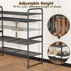 2 Pack Shoe Rack, 2-Tier Metal Stackable Shoe Shelf Storage Organizer, Heavy Duty Wire Shoe Stand for Entryway, Closet, Hallway, Holds 50 LBS, Black