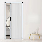 No-Drilling Sliding Folding Door,Interior Accordian Door with Aluminum Frame and Cellular Fabric,Room Divider for Closet RV Patio Shower Door Suitable，Customize Size (Blackout White)