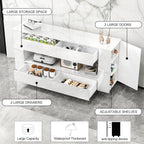 TV Stand High Gloss TV Cabinet with 2 Large Drawers & Push-Open Doors, Modern TV Console Storage Cabinet for Living Room, Office, White