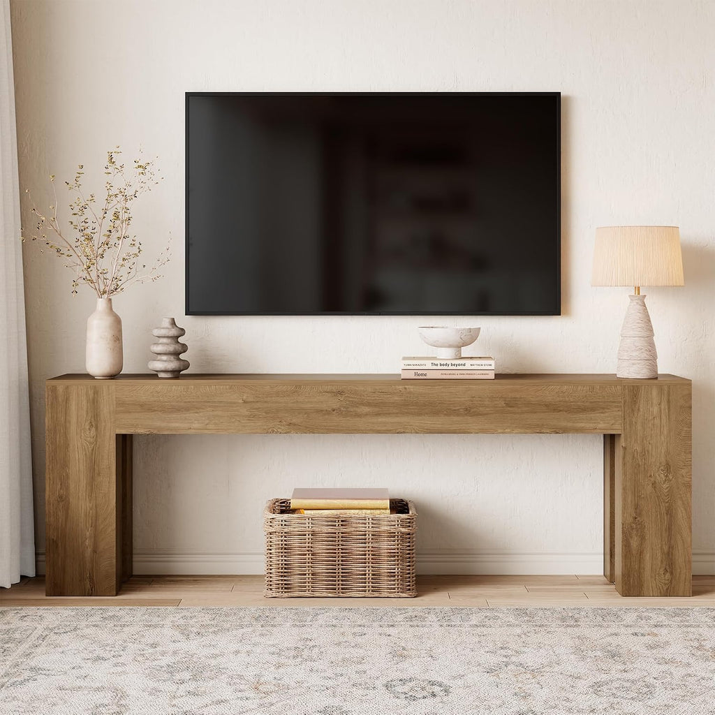 Epecoya 94.5 Inch Extra Long Console Table, Farmhouse Large Wooden Entryway Table, Long Sofa Table Behind Couch for Spacious Living Room Hallway, Natural Oak Brown